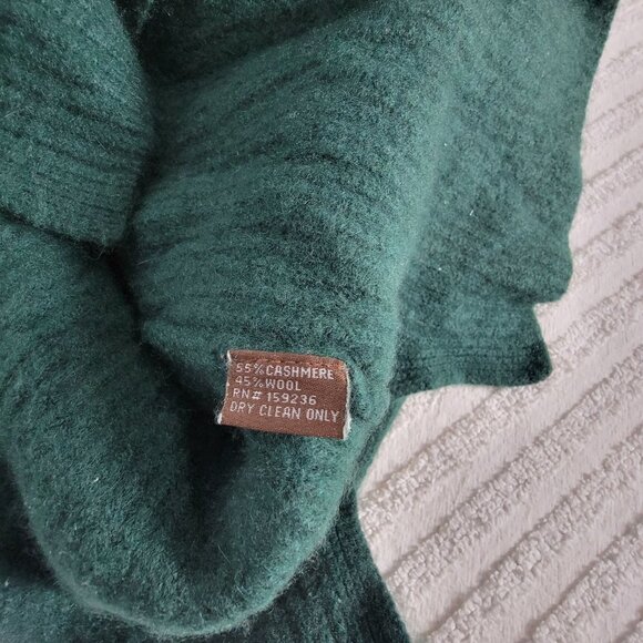 J.McLaughlin Womens Green V-Neck Ribbed Cashmere Wool Blend Sweater Size Medium - Picture 4 of 8